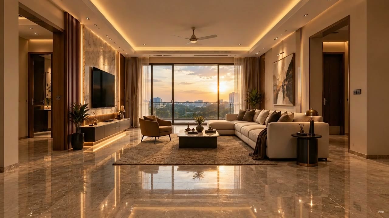 Finished luxury living room by Aurea Interiors