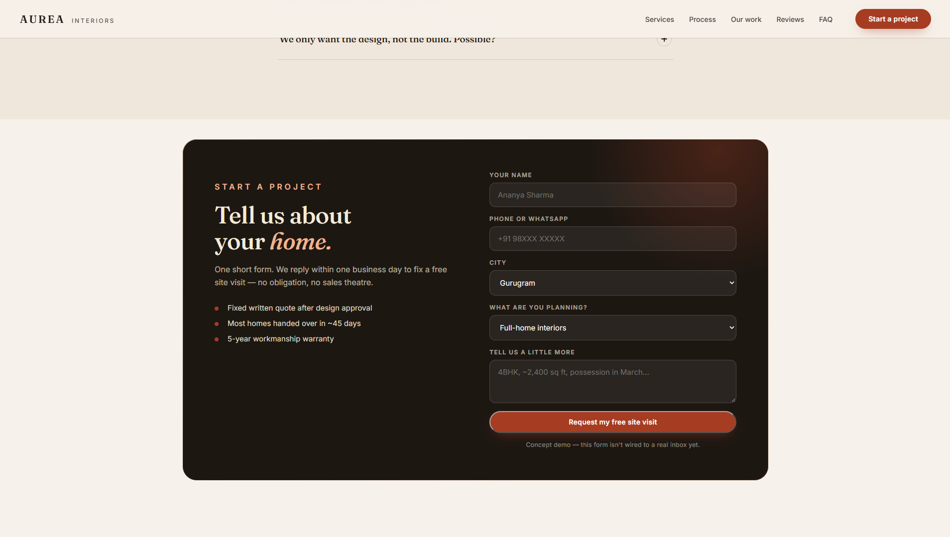 AUREA — Interiors Website screenshot 5
