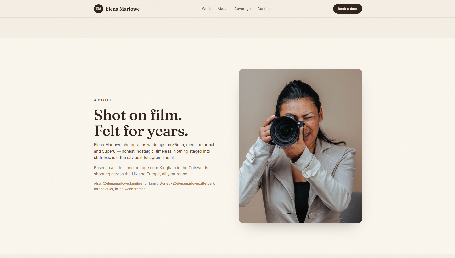 Elena Marlowe — Photography Website screenshot 3