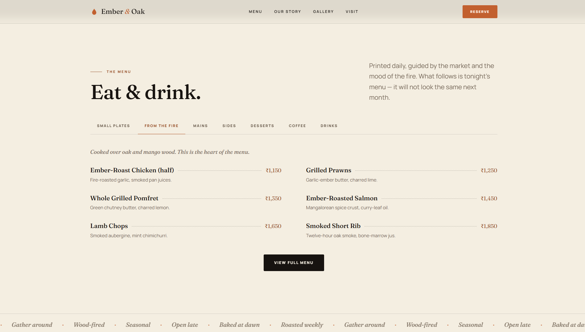 Ember & Oak — Restaurant Website screenshot 3