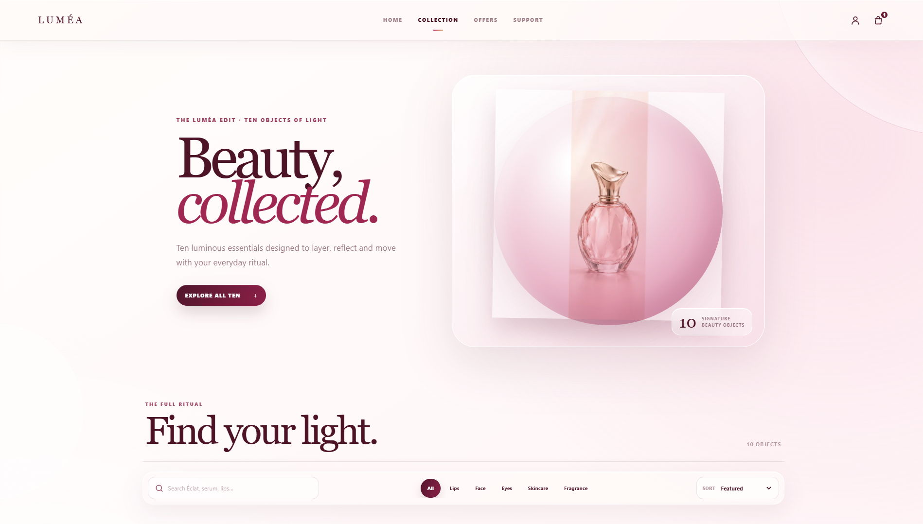LUMEA — Beauty Website screenshot 1