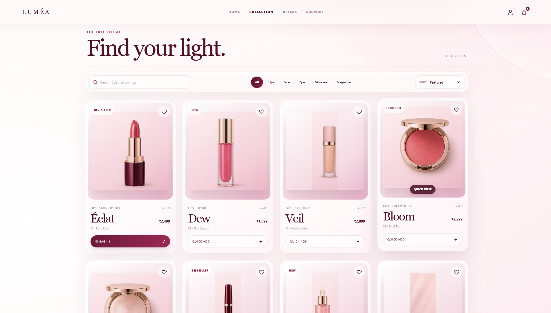 LUMEA — Beauty Website screenshot 2