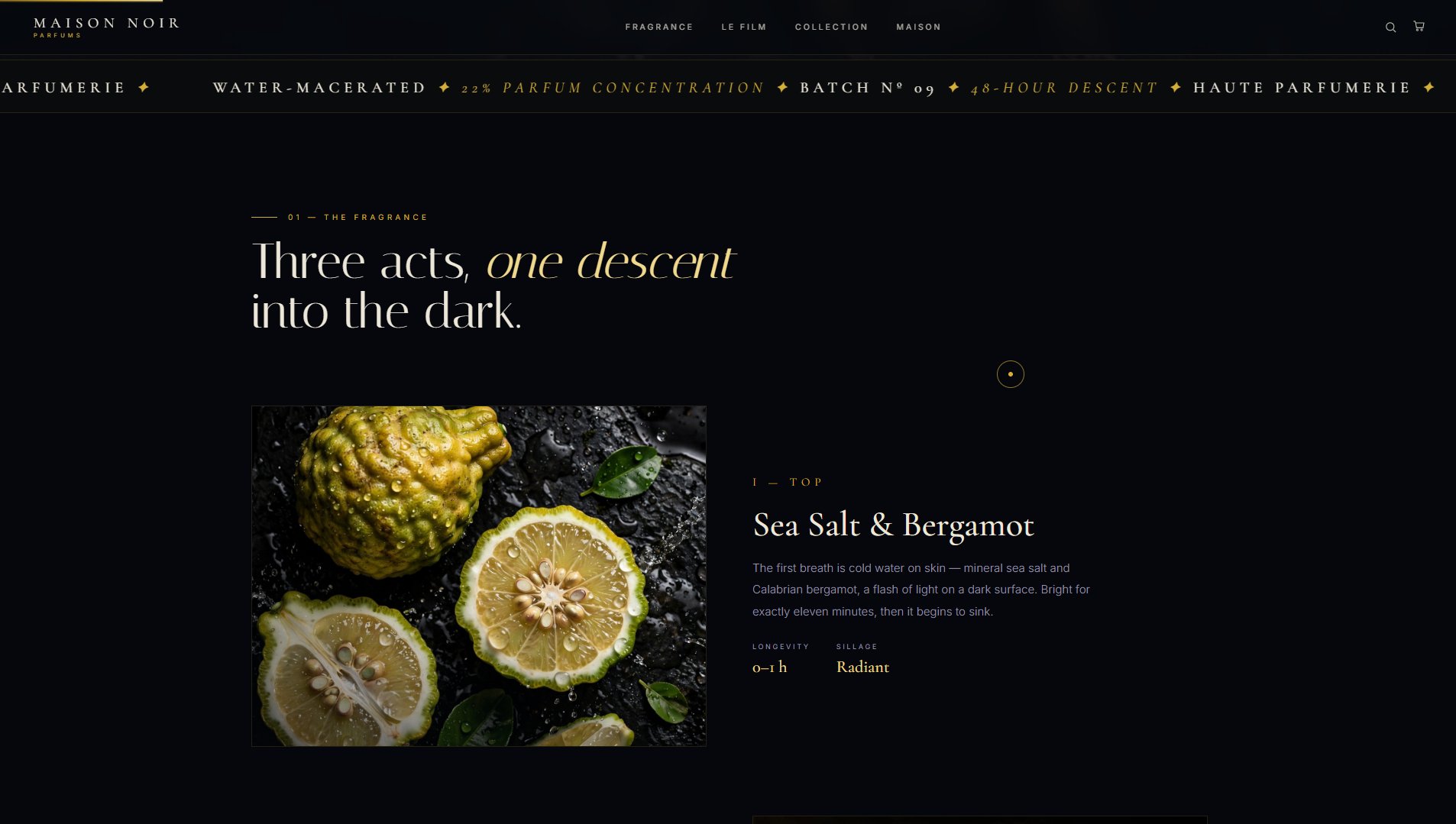 MAISON NOIR — Perfume Website screenshot 2