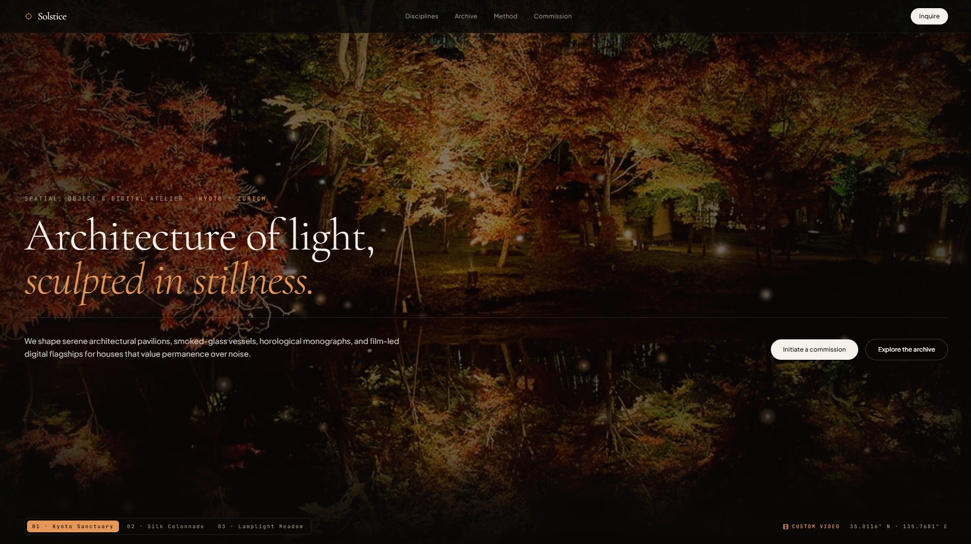 Solstice — Atelier Website screenshot 1
