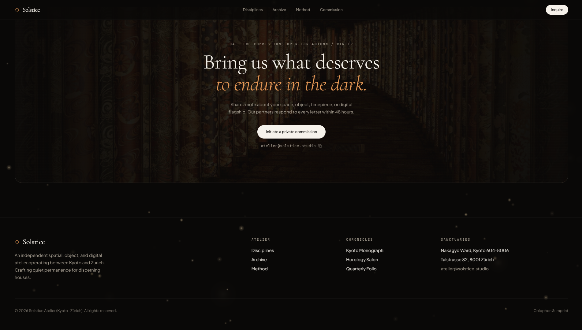 Solstice — Atelier Website screenshot 6