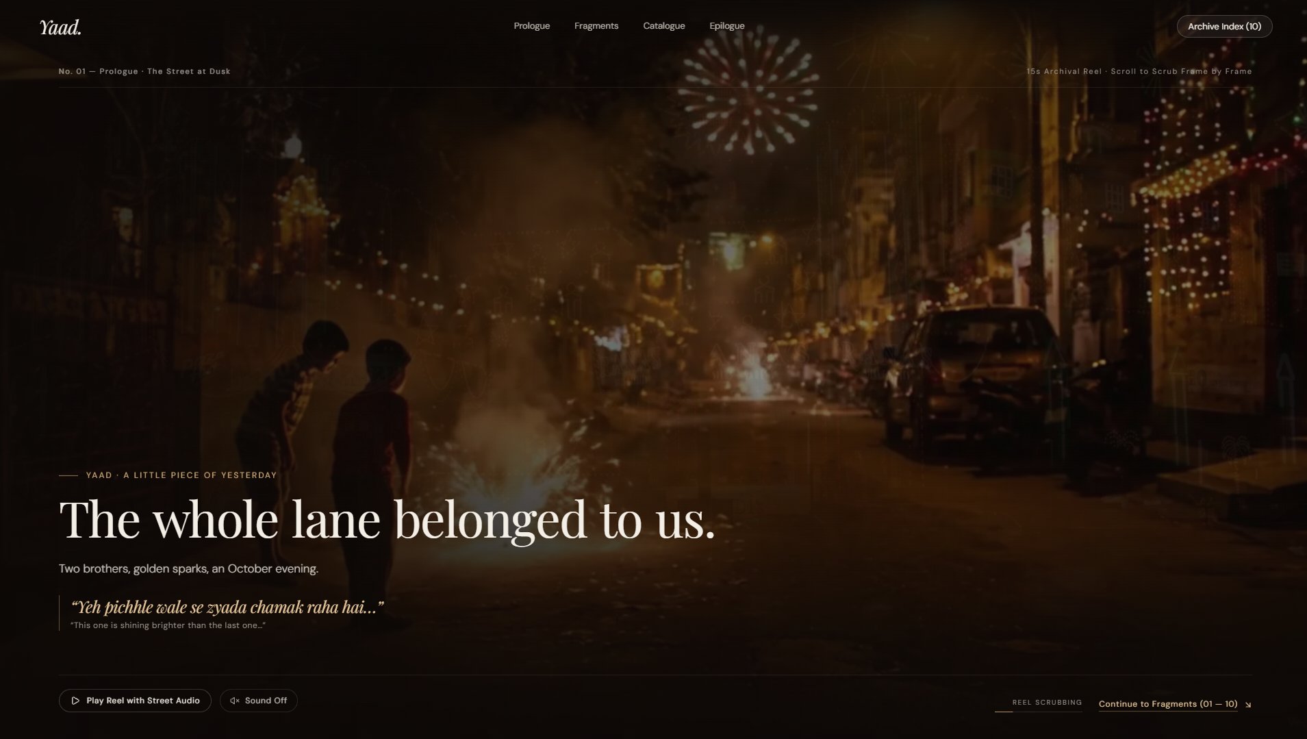 YAAD — Diwali Nostalgia Website screenshot 1